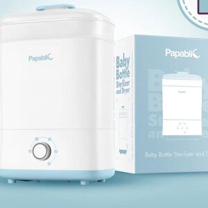 Papablic Baby Bottle Sterilizer - White with Light Blue Accents